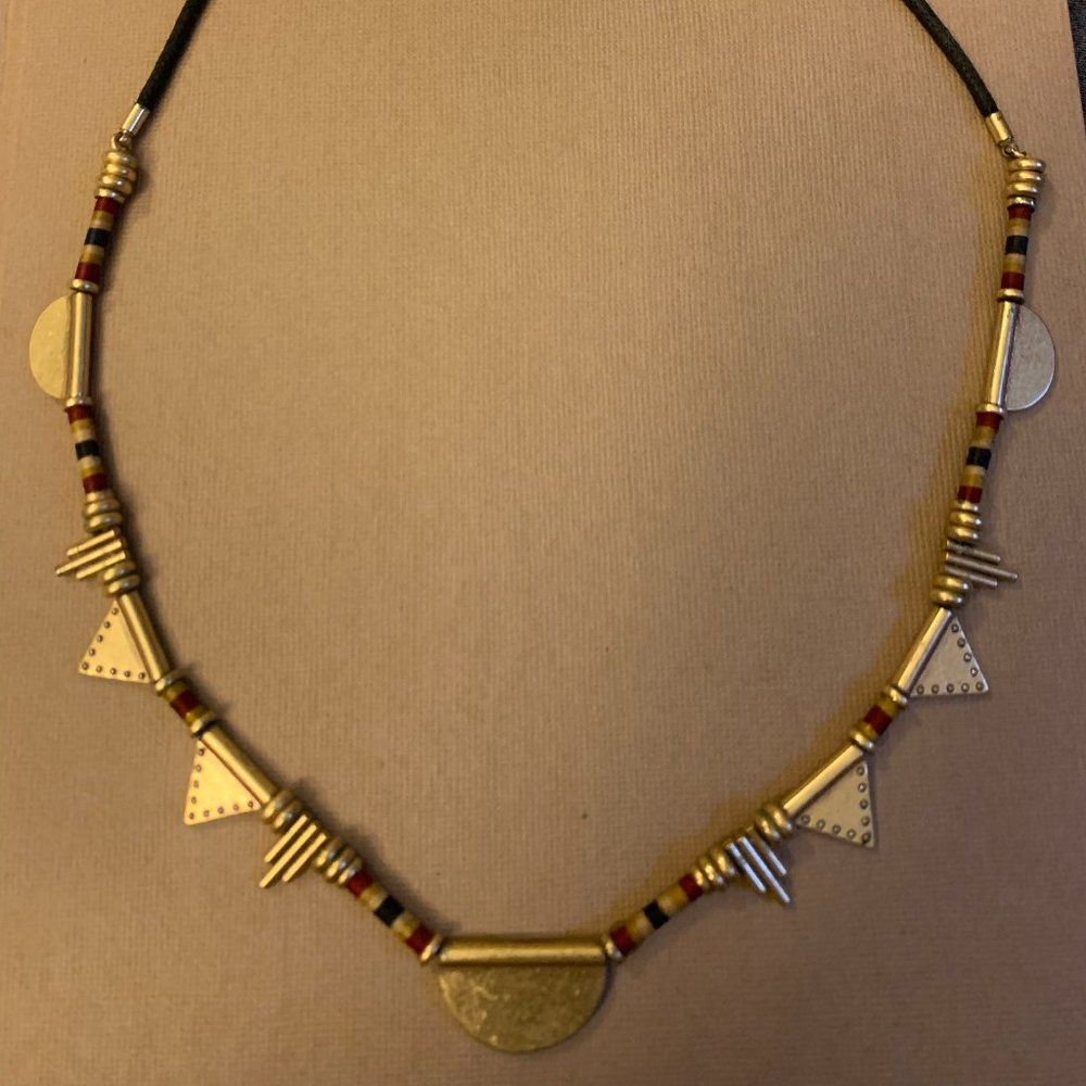 Madewell Gold, Red, and Navy Necklace